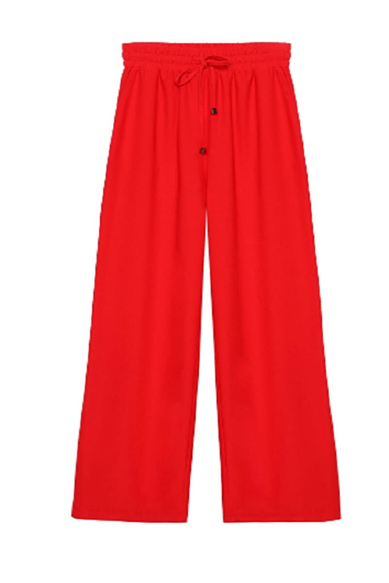 Quzu Beli Lastikli Bol Paça Pantolon