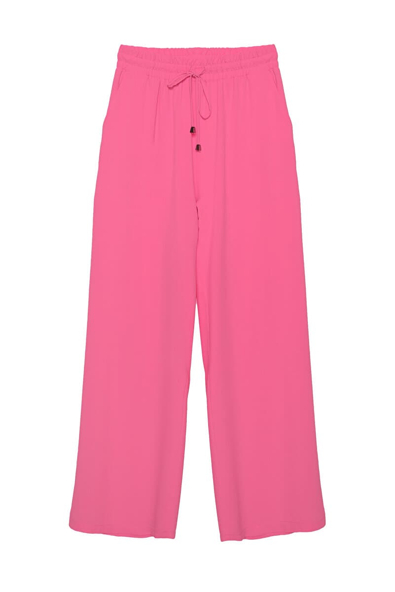 Quzu Beli Lastikli Bol Paça Pantolon pembe